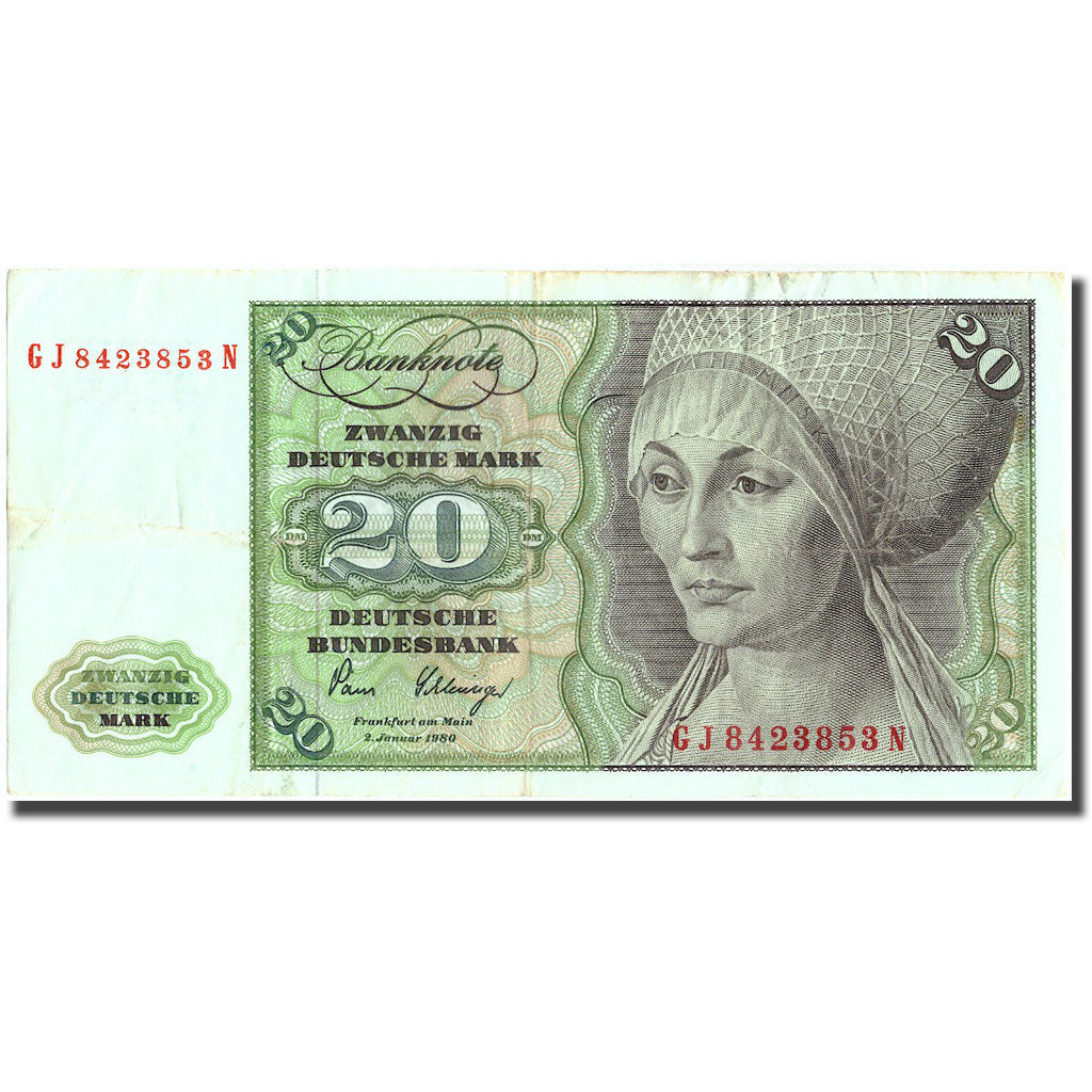 Banknote, GERMANY - FEDERAL REPUBLIC, 20 Deutsche Mark, 1980, 1980-01-02