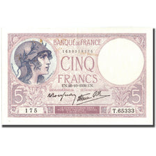 France, 5 Francs, Violet, 1939, 1939-10-26, SUP+, Fayette:04.13, KM:83