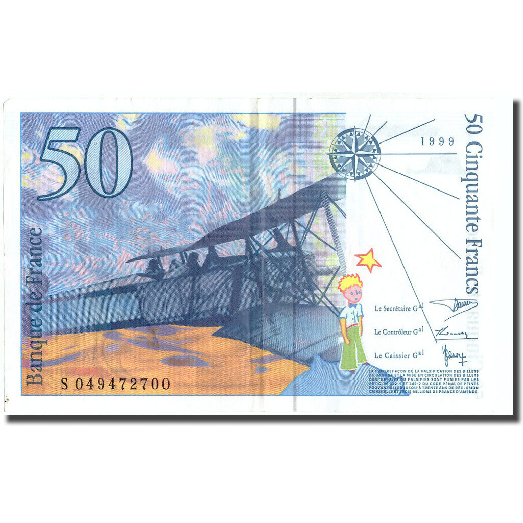 France, 50 Francs, St Exupéry, 1999, 1999, AU(50-53), Fayette:73.05, KM:157Ad
