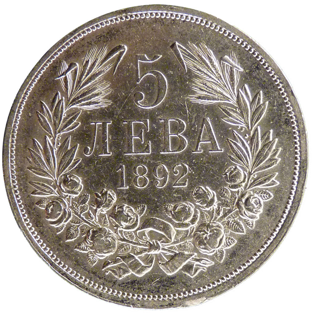 Bulgaria, 5 Leva, 1892, Kormoczbanya, KM #15, AU(55-58), Silver, 24.90