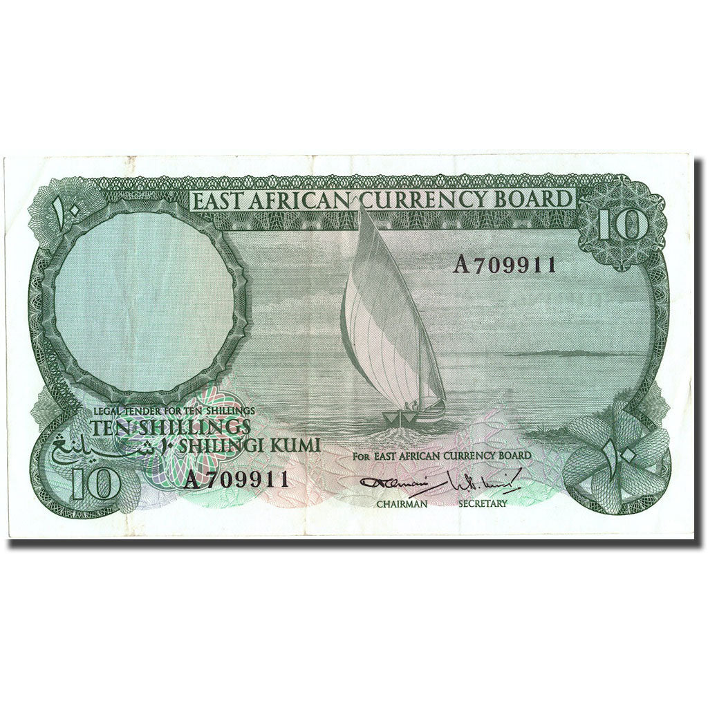 Banknote, EAST AFRICA, 10 Shillings, KM:46a, EF(40-45)