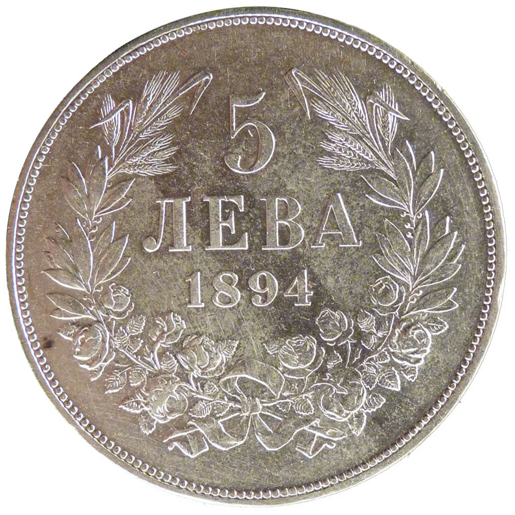 Bulgaria, 5 Leva, 1894, Kormoczbanya, KM #18, AU(55-58), Silver, 25.00