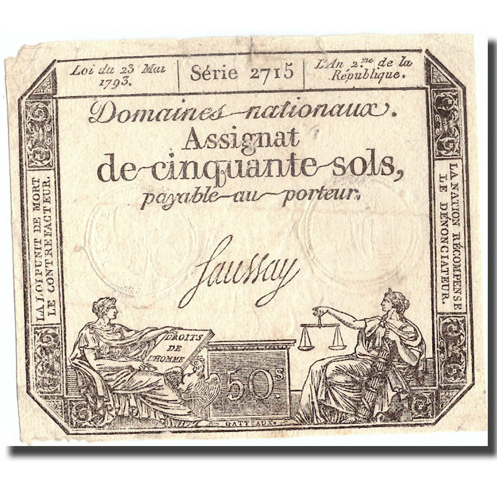 France, 50 Sols, 1793, 1793-05-23, AU(50-53), KM:A70b