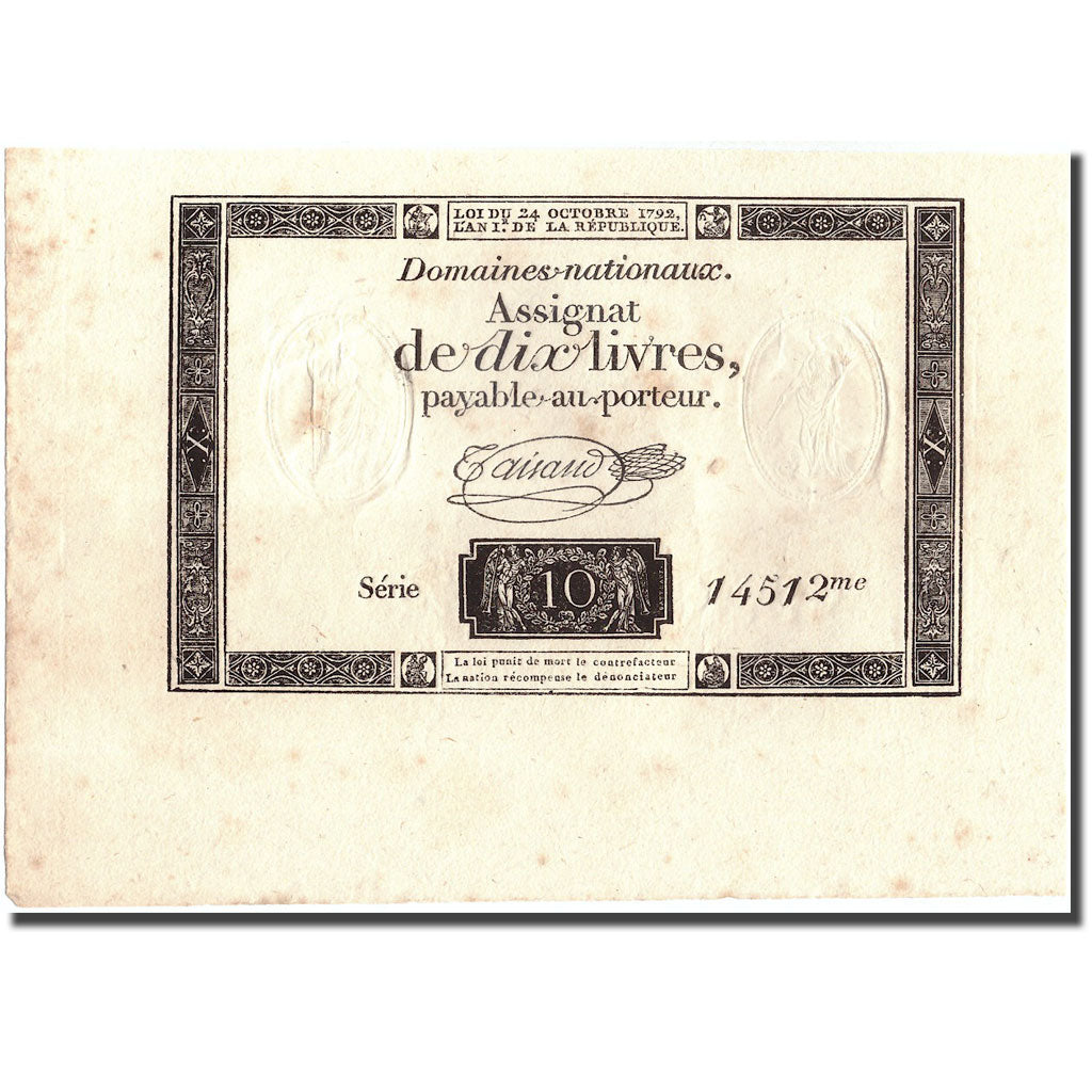 France, 10 Livres, 1792, Taisaud, 1792-10-24, UNC(60-62), KM:A51