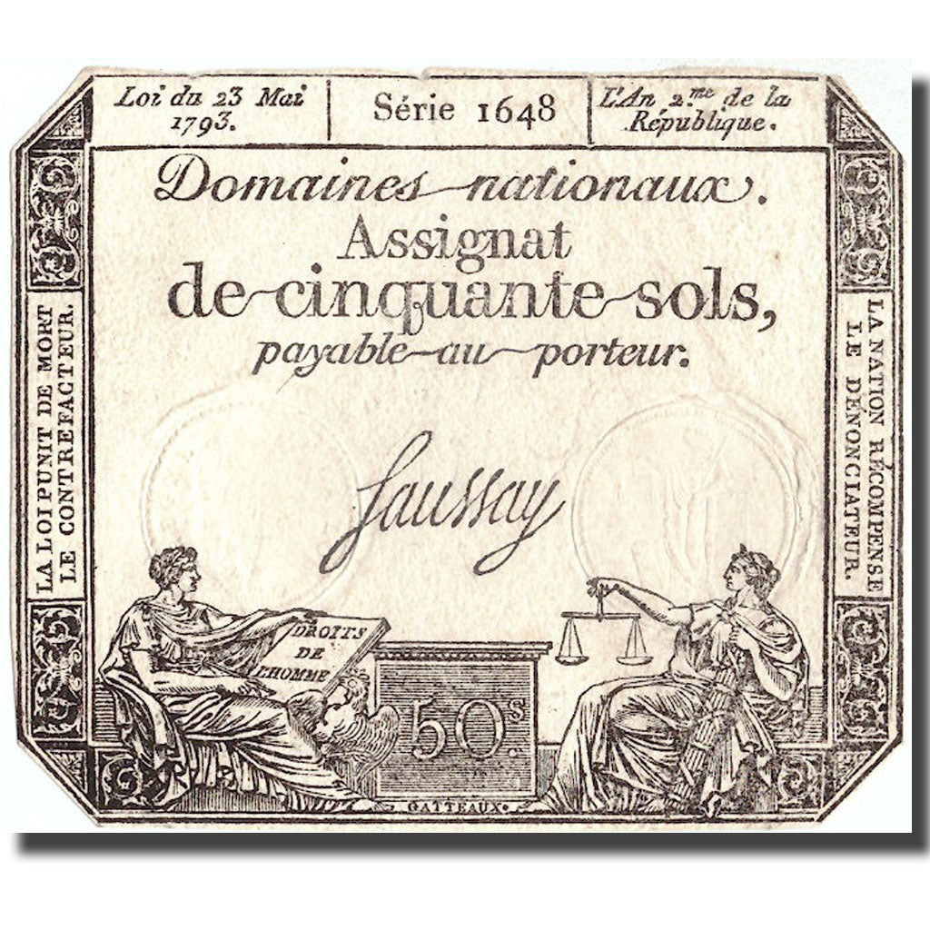France, 50 Sols, 1793, 1793-05-23, EF(40-45), KM:A70a