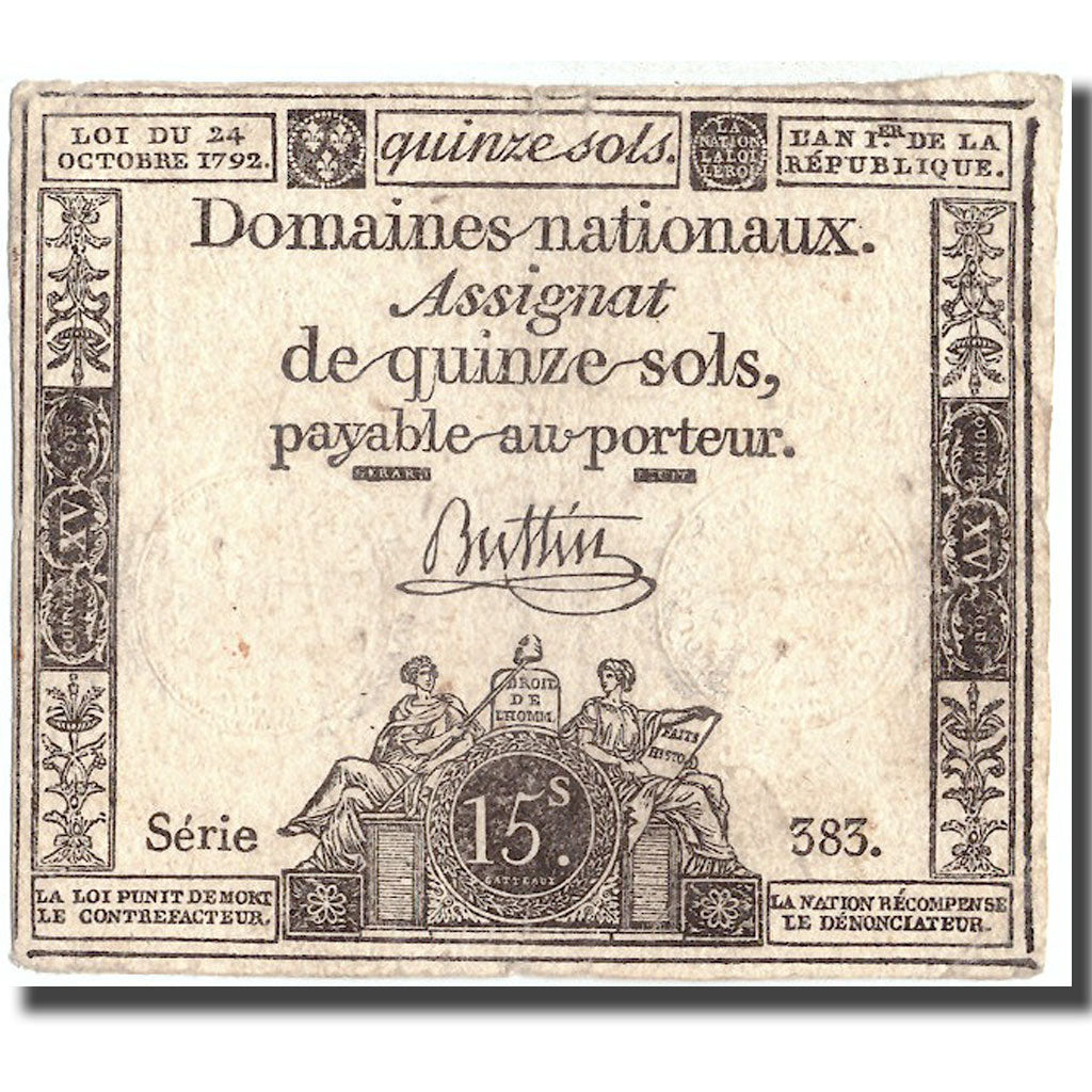 France, 15 Sols, 1792, 1792-10-24, EF(40-45), KM:A65