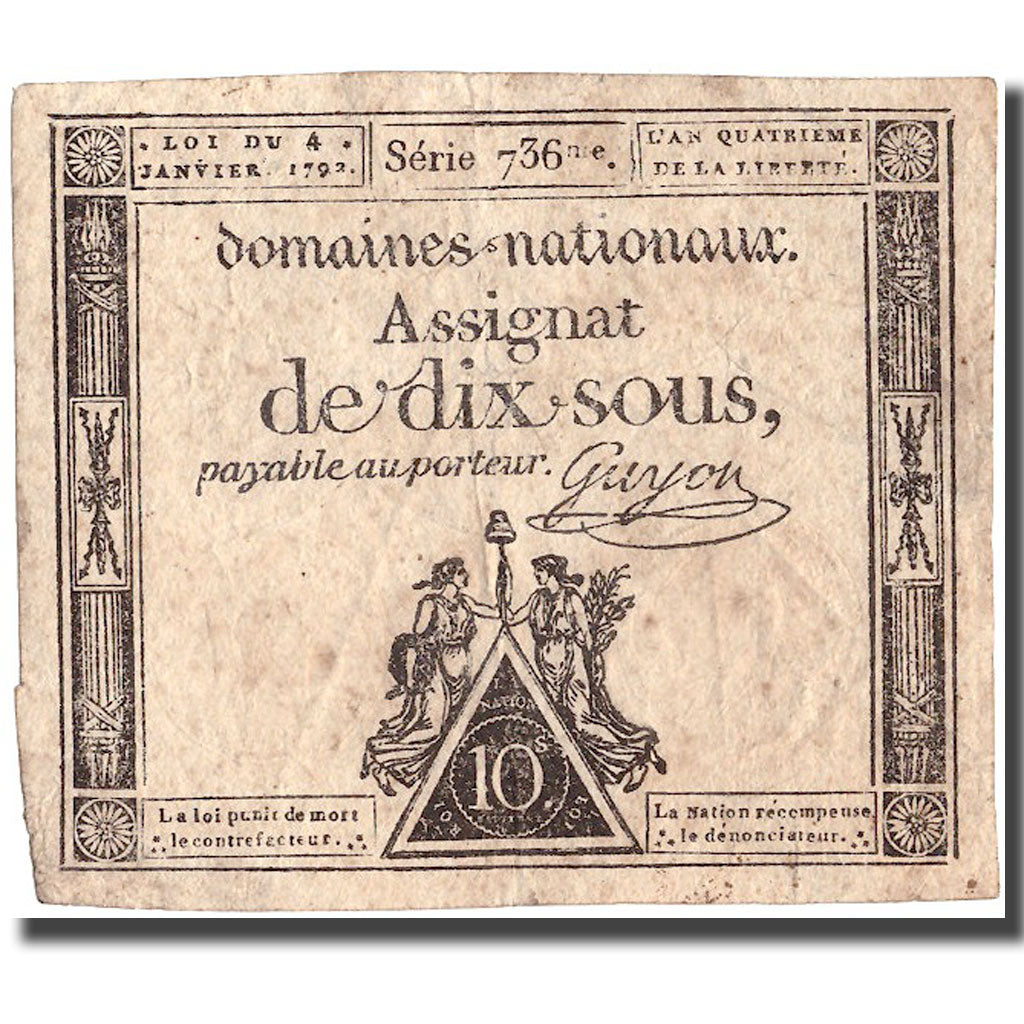 France, 10 Sous, 1792, 1792-01-04, EF(40-45), KM:A68a