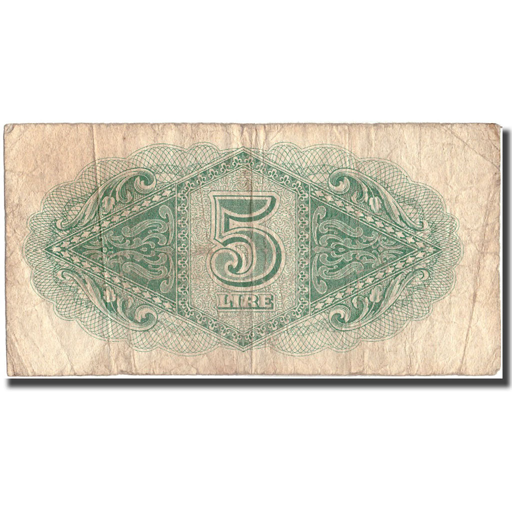 Biljet, Libië, 5 Lire, KM:M3a, TB