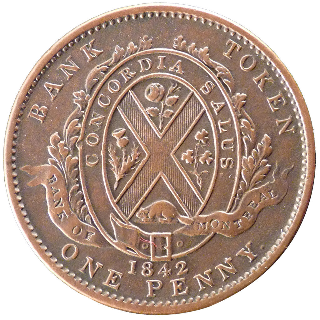Canada, 1 Penny Token, 1842, KM #Tn 19, EF(40-45), Bronze, 18.70