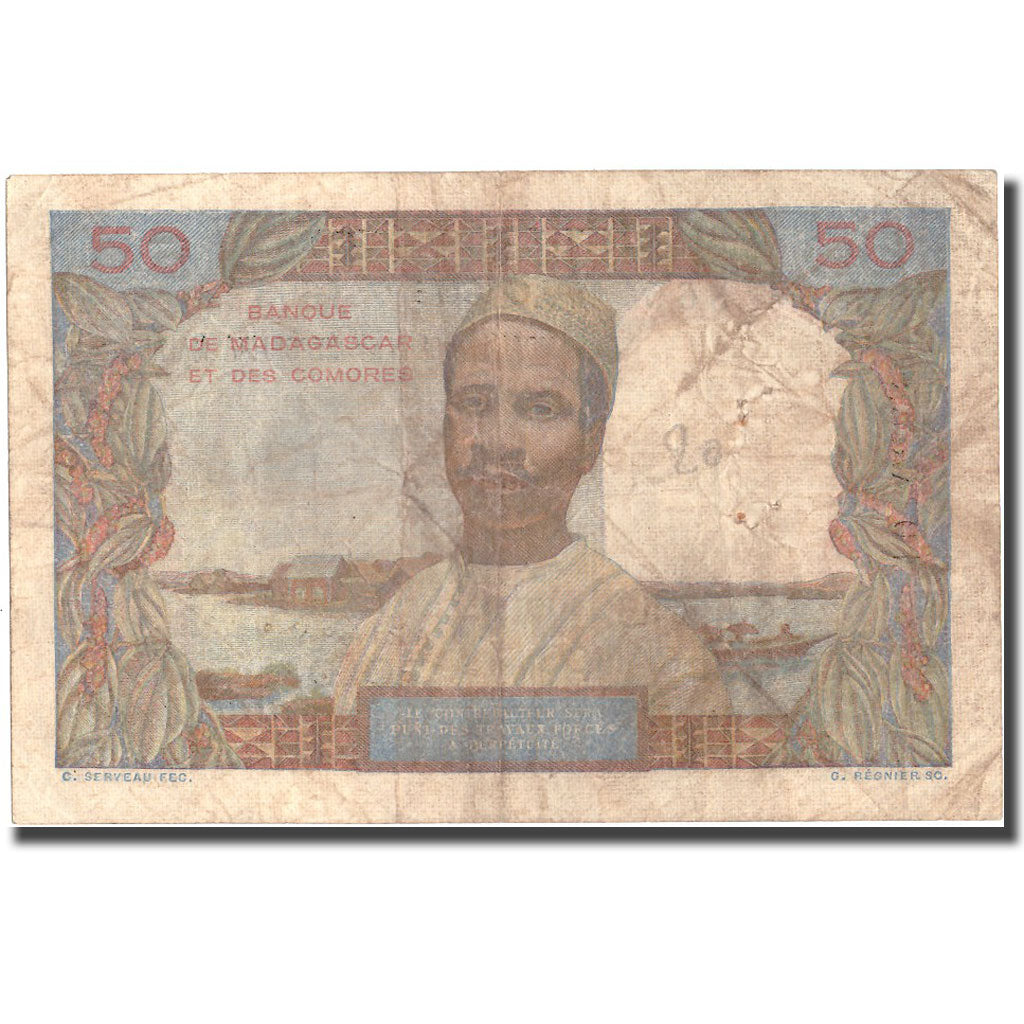 Banknote, Madagascar, 50 Francs = 10 Ariary, KM:51b, VF(30-35)