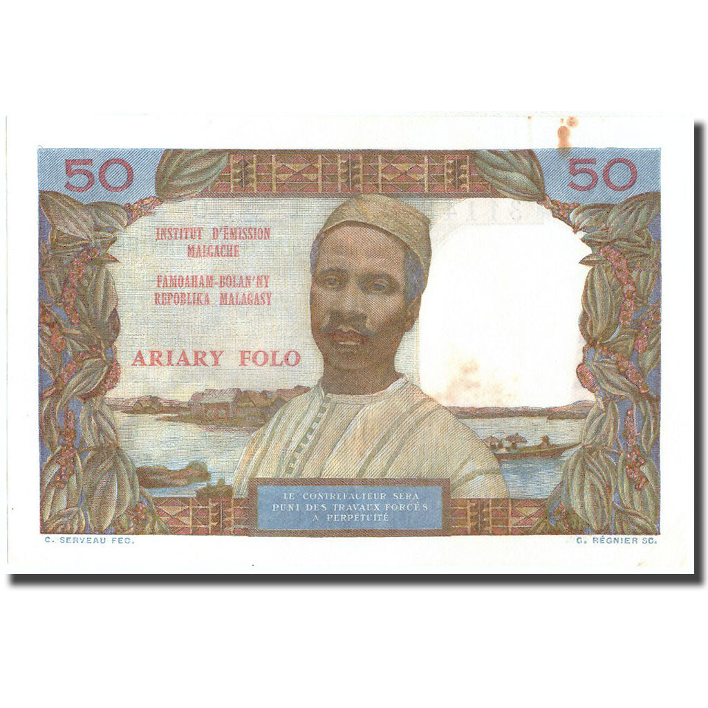 Banknote, Madagascar, 50 Francs = 10 Ariary, KM:61, UNC(60-62)