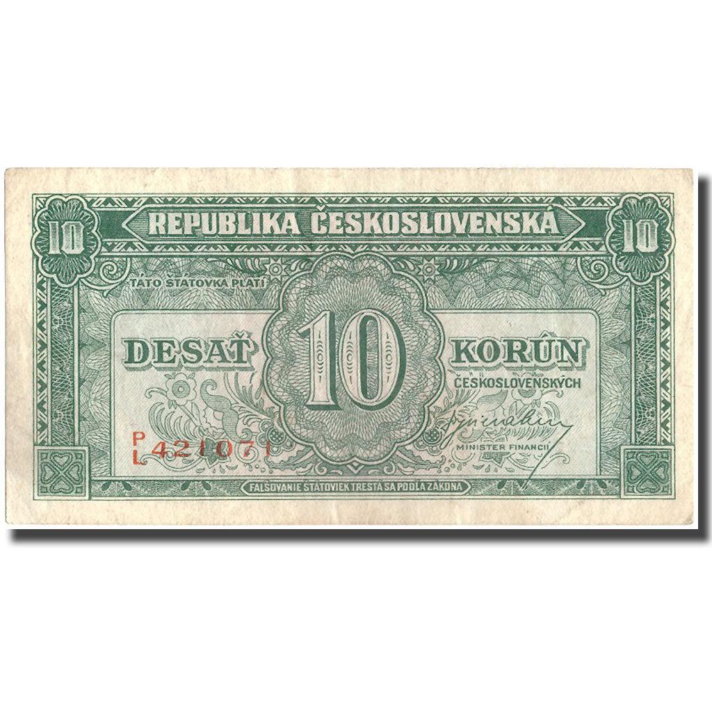 Banconote, Cecoslovacchia, 10 Korun, KM:60s, BB