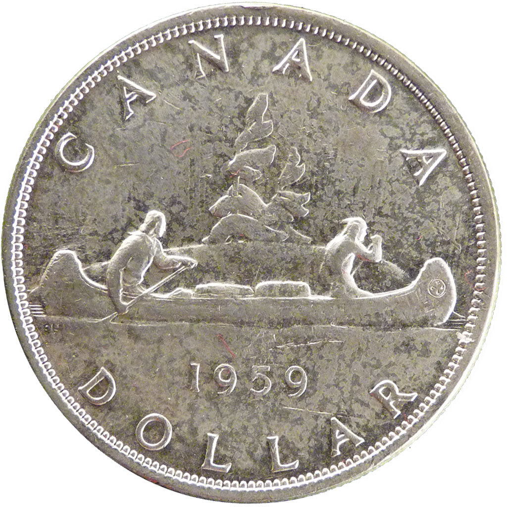 Canada, 1 Dollar, 1959, KM #54, AU(55-58), Silver, 36, 23.30
