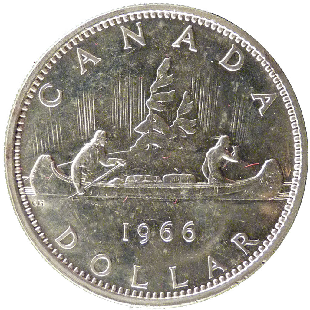 Canada, 1 Dollar, 1966, KM #64.1, MS(60-62), Silver, 36, 23.30