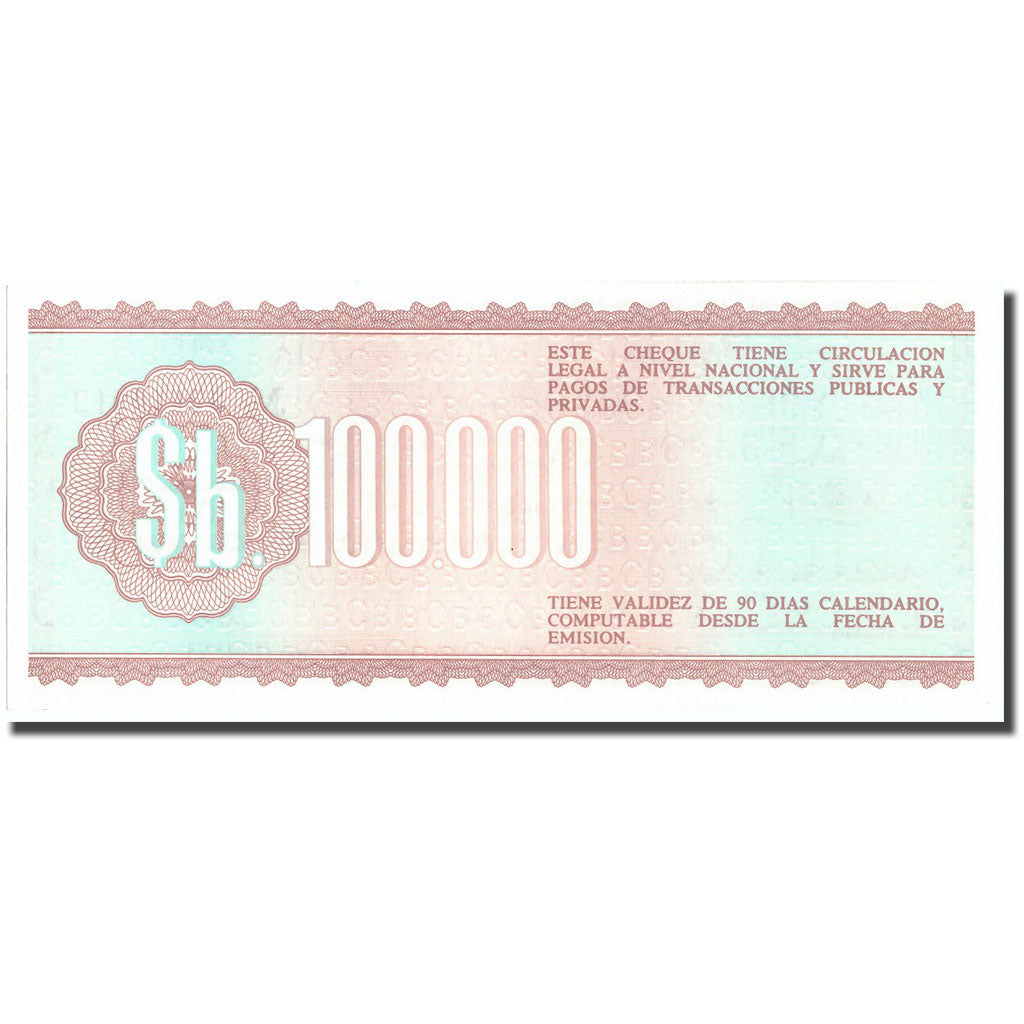 Billete, 100,000 Pesos Bolivianos, 1984, Bolivia, 1984-12-21, KM:188, UNC