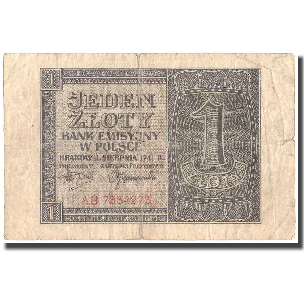 Banconote, Polonia, 1 Zloty, 1941, 1941, KM:99, B+