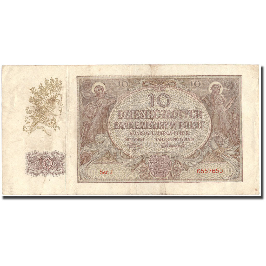 Banknote, Poland, 10 Zlotych, 1940, 1940-03-01, KM:94, AU(50-53)