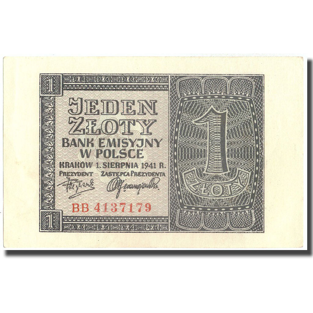 Banconote, Polonia, 1 Zloty, 1941, 1941, KM:99, SPL-