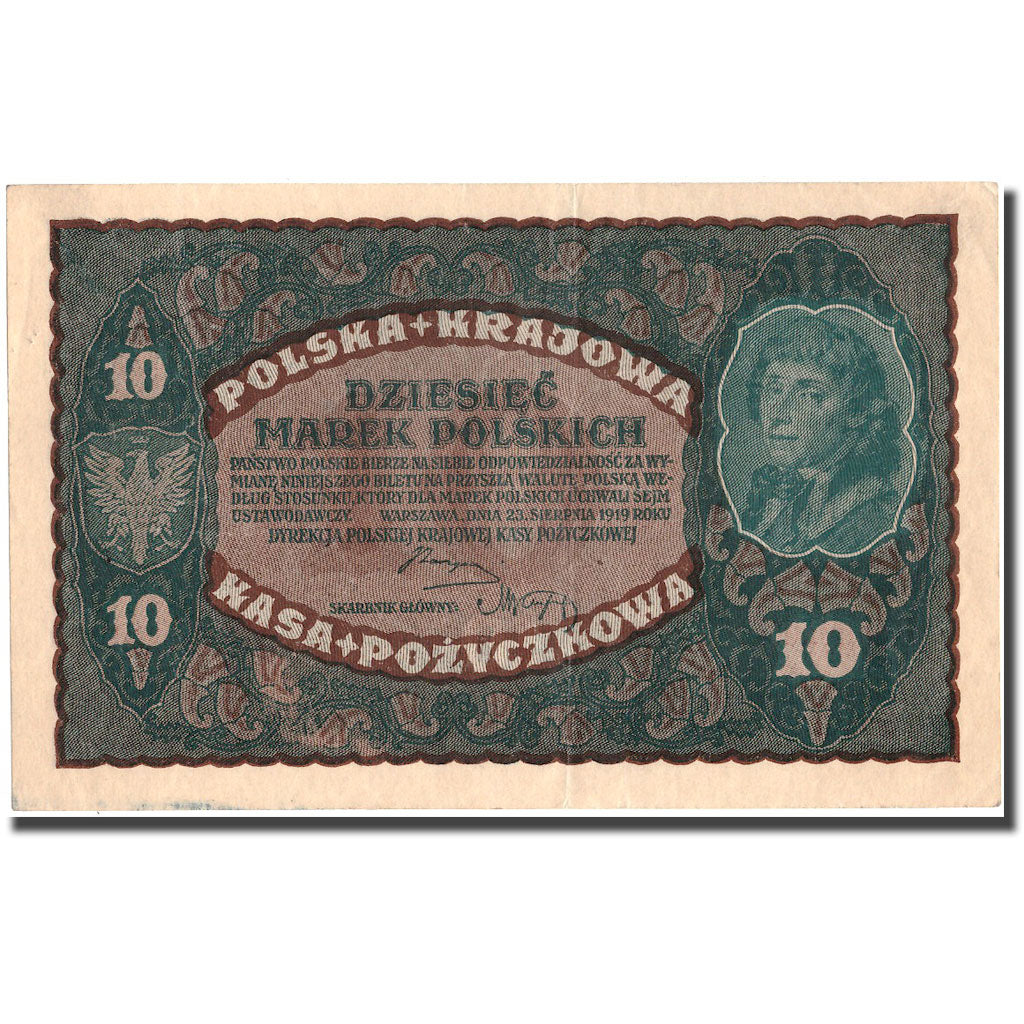 Banknote, Poland, 10 Marek, 1919, 1919, KM:25, AU(50-53)