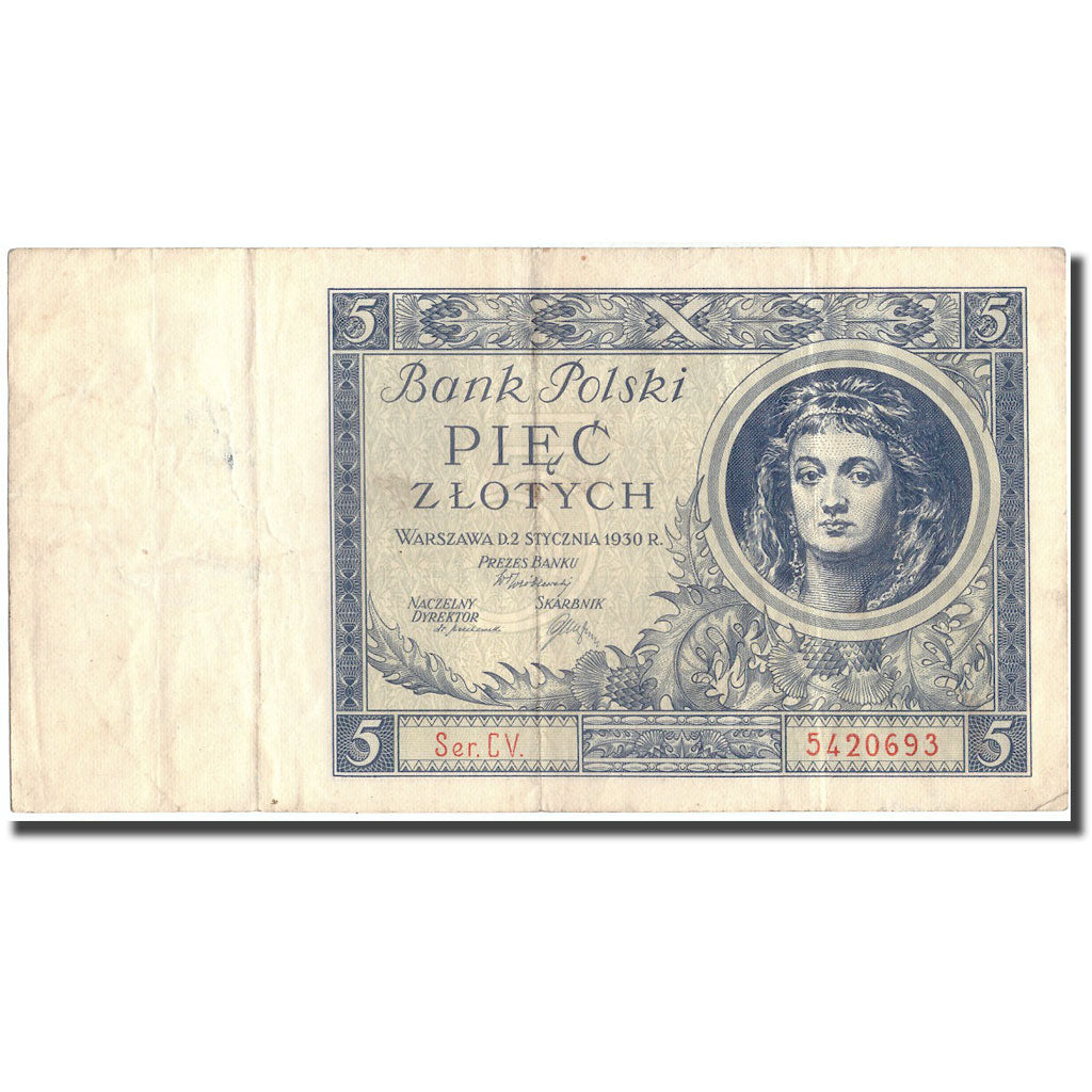 Billete, 5 Zlotych, 1930, Polonia, 1930, KM:72, MBC+