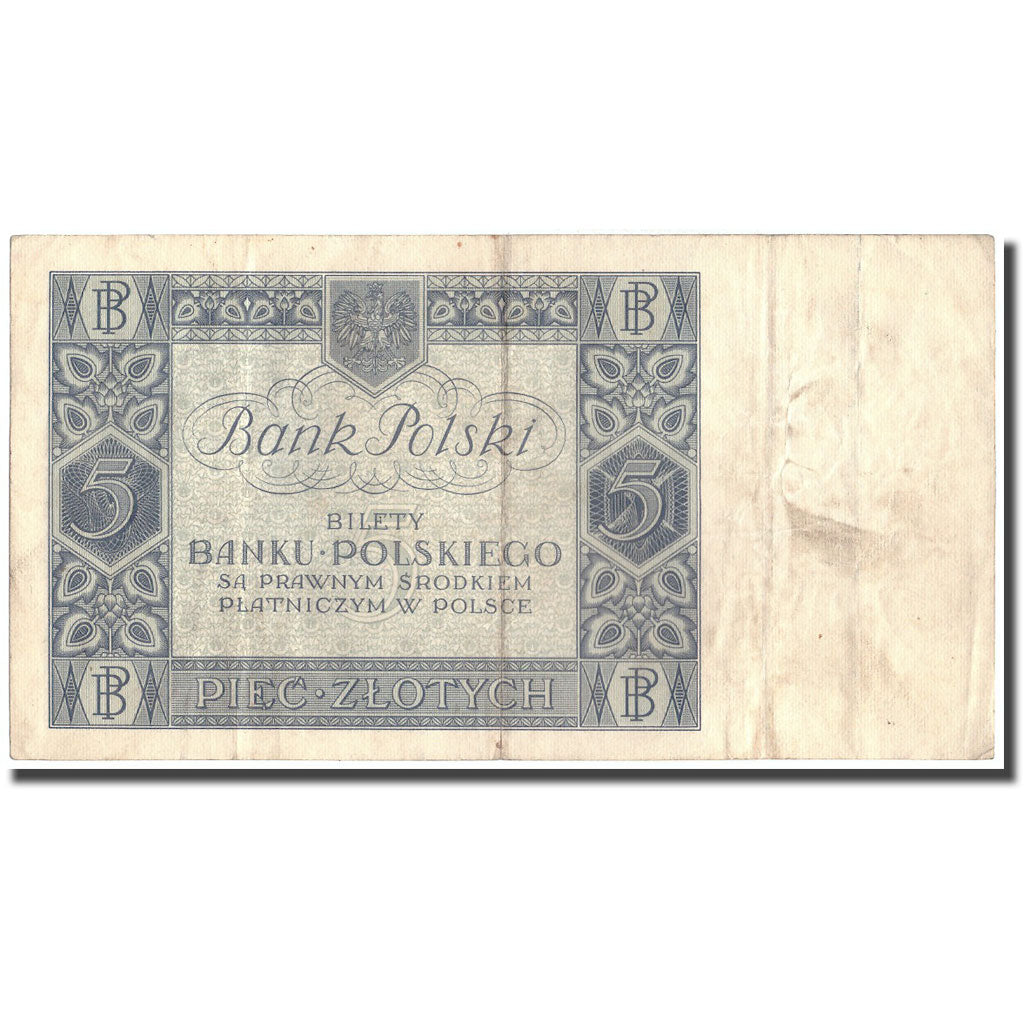 Billete, 5 Zlotych, 1930, Polonia, 1930, KM:72, MBC+