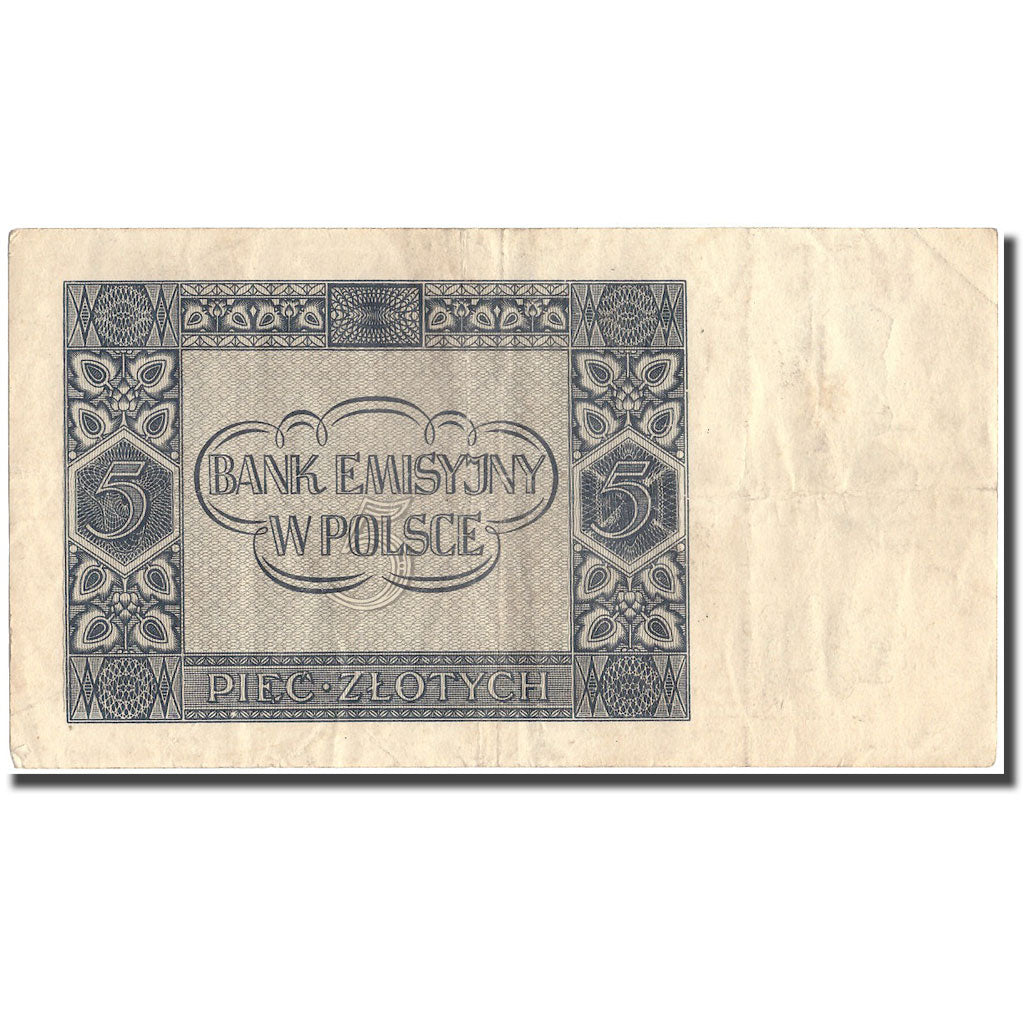 Banknote, Poland, 5 Zlotych, 1941, 1941, KM:101, AU(50-53)