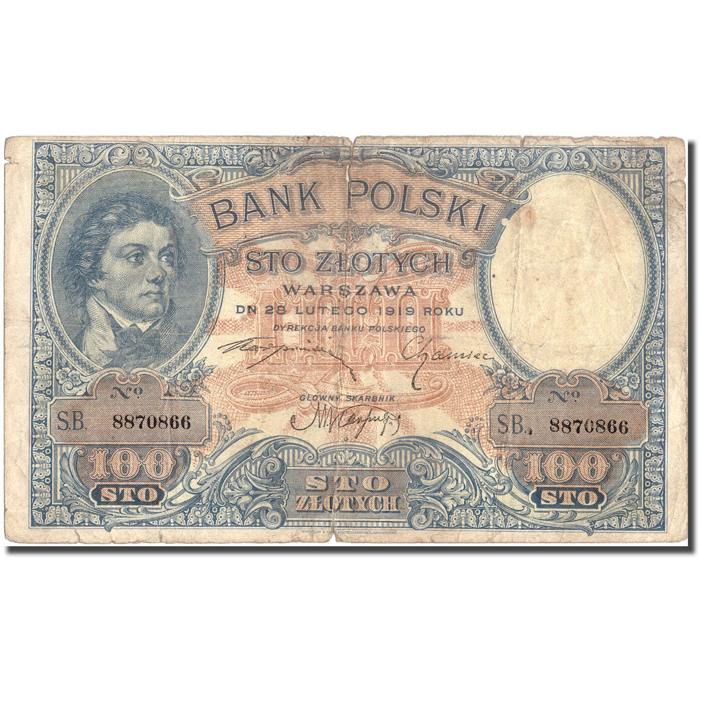 Banknote, Poland, 100 Zlotych, 1919, 1919, KM:57, VF(20-25)