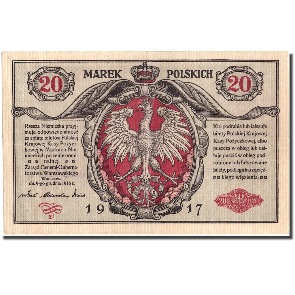Banconote, Polonia, 20 Marek, 1917, 1917, KM:4b, BB+