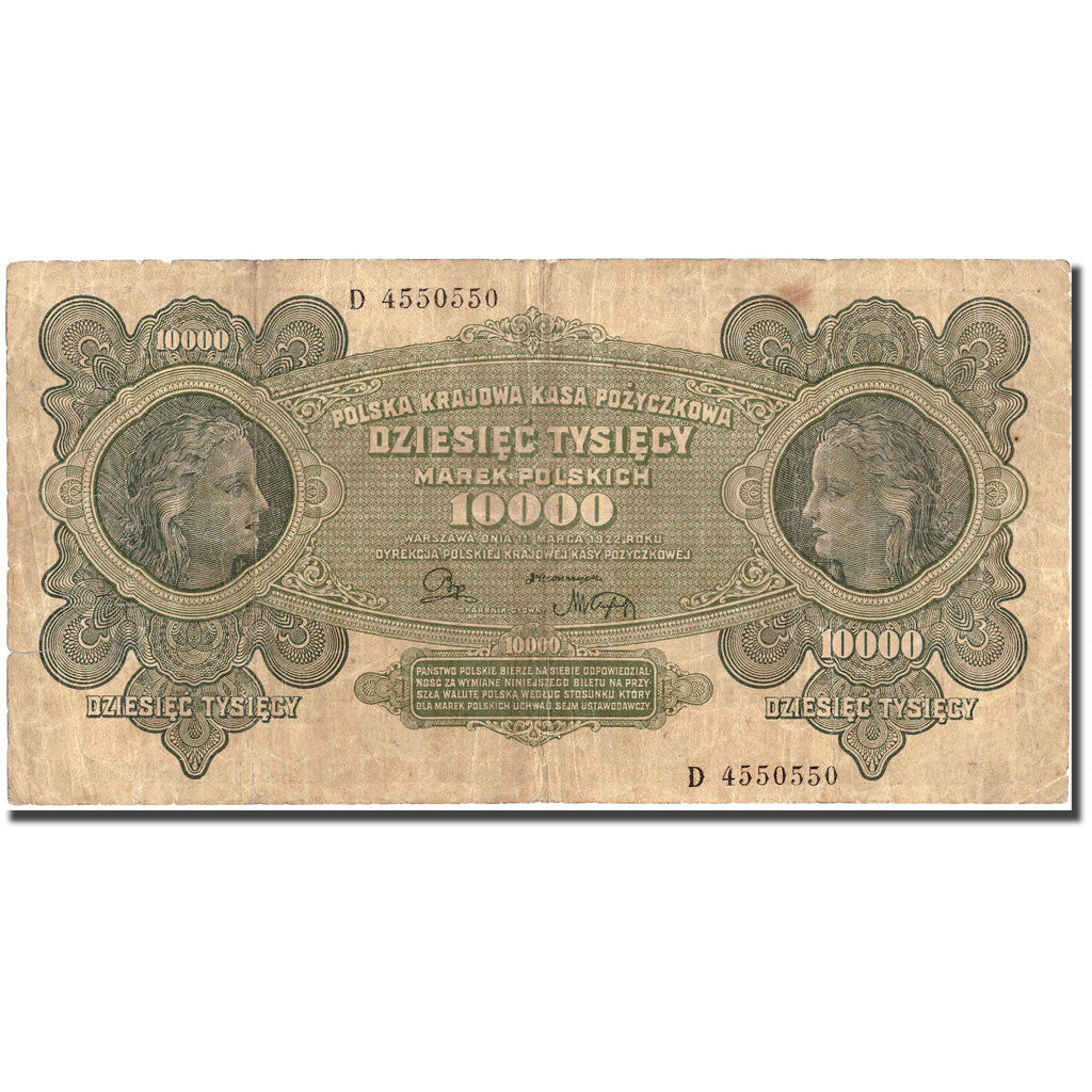 Banknote, Poland, 10,000 Marek, 1922, 1922-03-11, KM:32, VF(30-35)