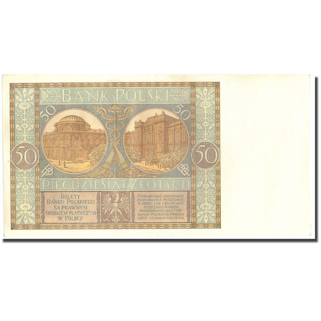 Banknote, Poland, 50 Zlotych, 1929, 1929, KM:71, AU(55-58)