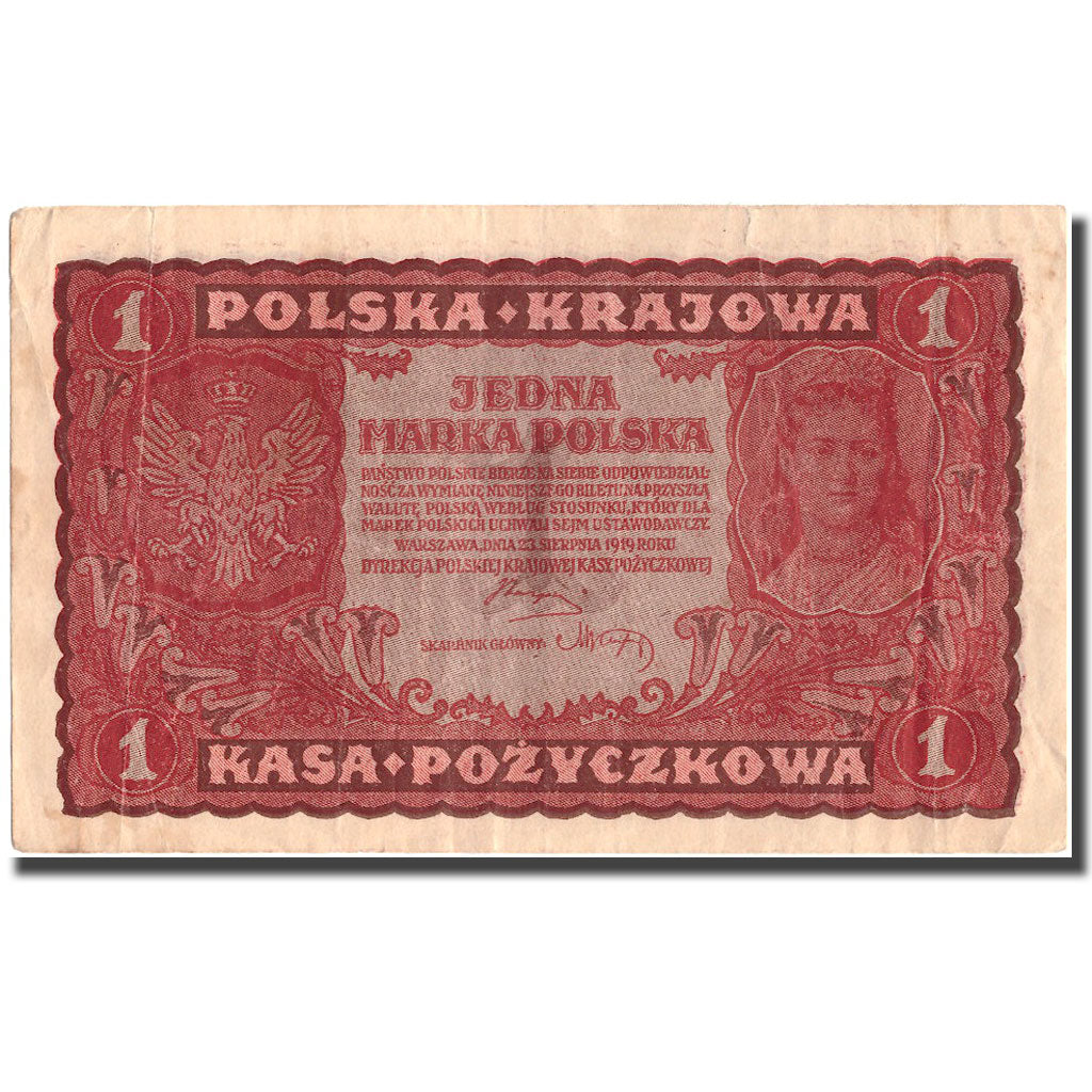 Banknote, Poland, 1 Marka, 1919, 1919, KM:23, AU(50-53)