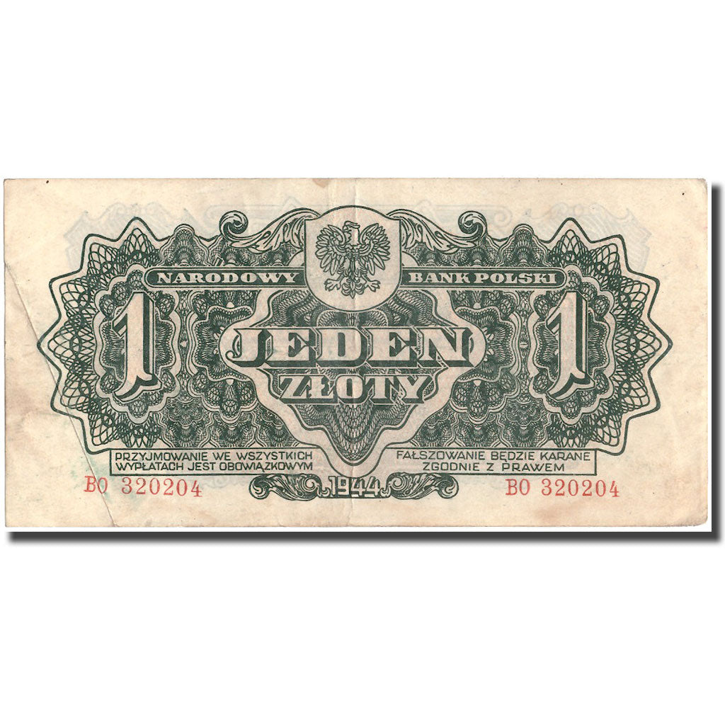 Banknote, Poland, 1 Zloty, 1944, 1944, KM:105a, EF(40-45)