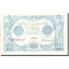 France, 5 Francs, Bleu, 1916, 1916-10-16, TTB, Fayette:2.44, KM:70