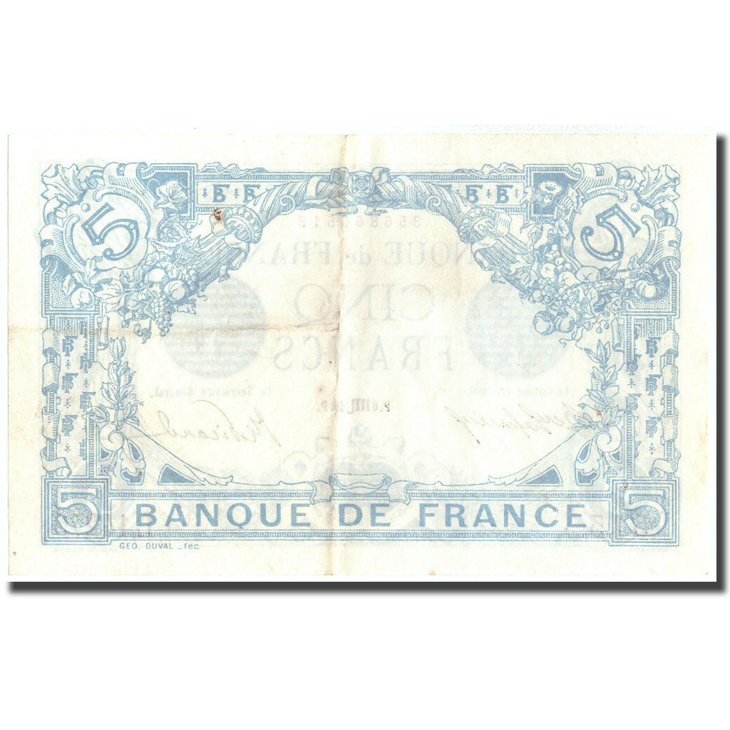 France, 5 Francs, Bleu, 1916, 1916-10-16, TTB, Fayette:2.44, KM:70
