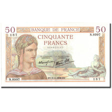 France, 50 Francs, Cérès, 1938, 1938-11-03, UNC(63), Fayette:18.18, KM:85b