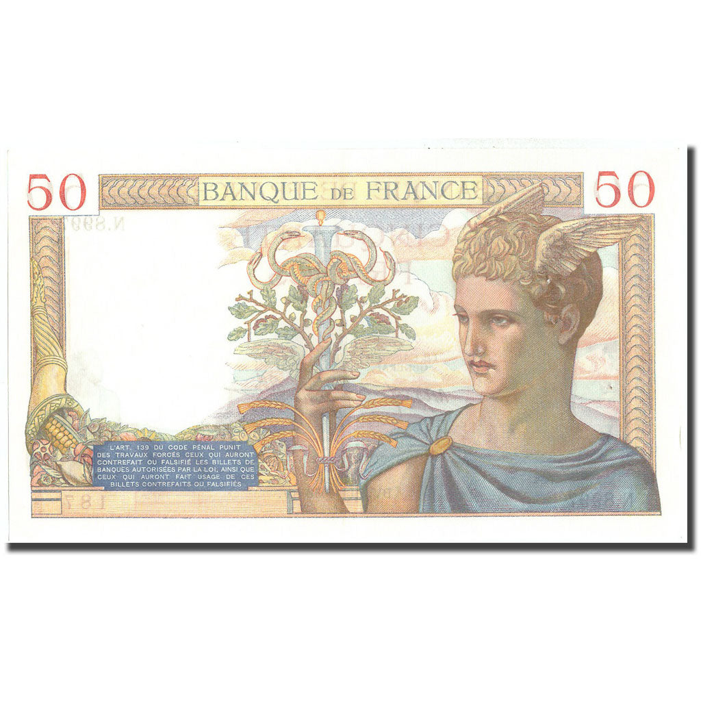 France, 50 Francs, Cérès, 1938, 1938-11-03, UNC(63), Fayette:18.18, KM:85b