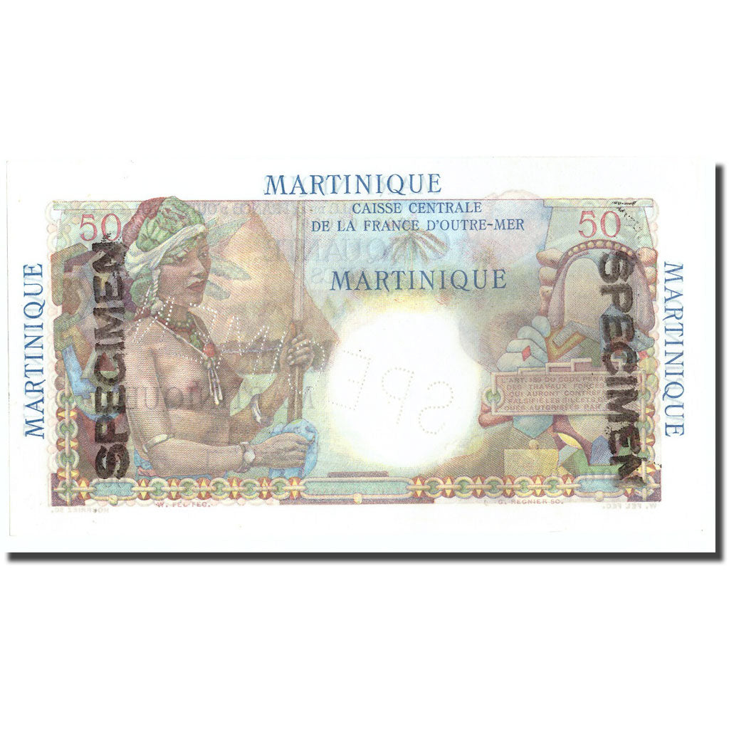Banknote, Martinique, 50 Francs, Undated (1946), Specimen, KM:30s, UNC(65-70)