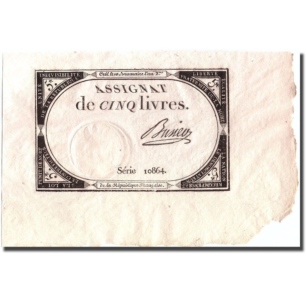 France, 5 Livres, 1793, Busier, 1793, VF(30-35), KM:A76