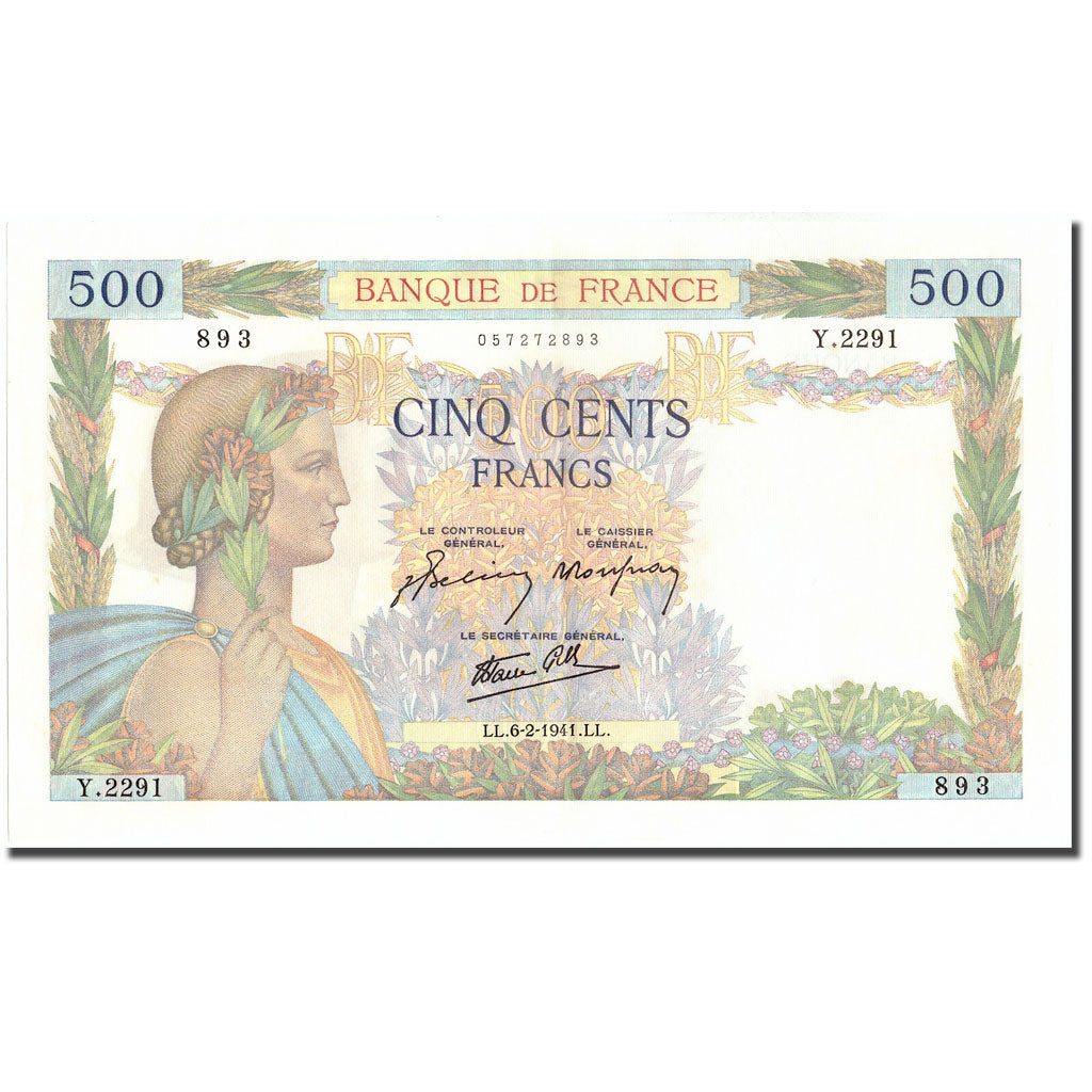 Francia, 500 Francs, La Paix, 1941, 1941-02-06, SC, Fayette:32.14, KM:95b