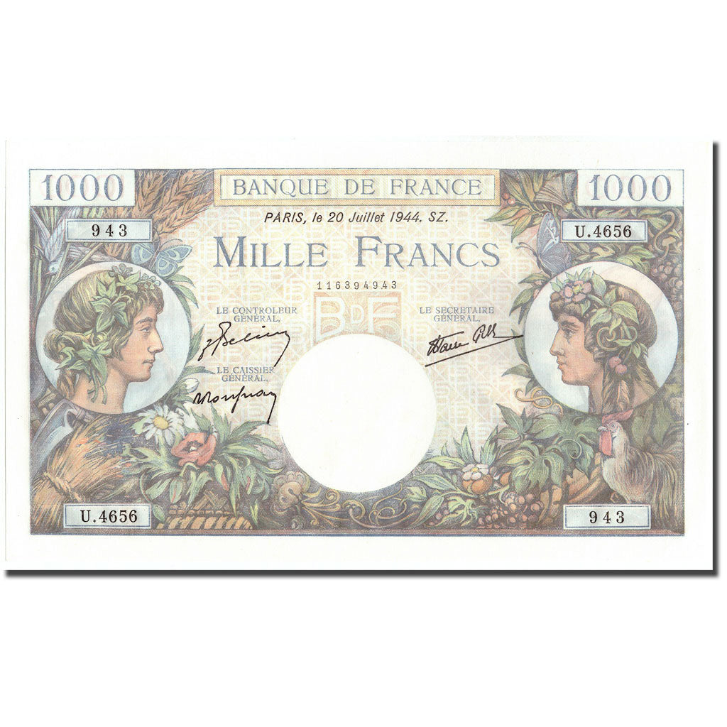France, 1000 Francs, Commerce et Industrie, 1944, 1944-07-20, UNC(64)