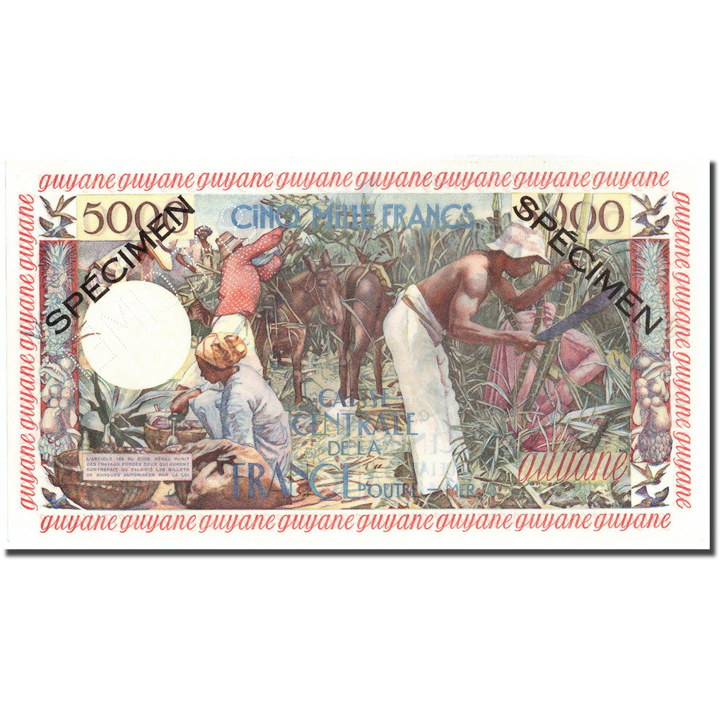 Banknote, FRENCH GUIANA, 5000 Francs, Undated (1960), Specimen, KM:28s