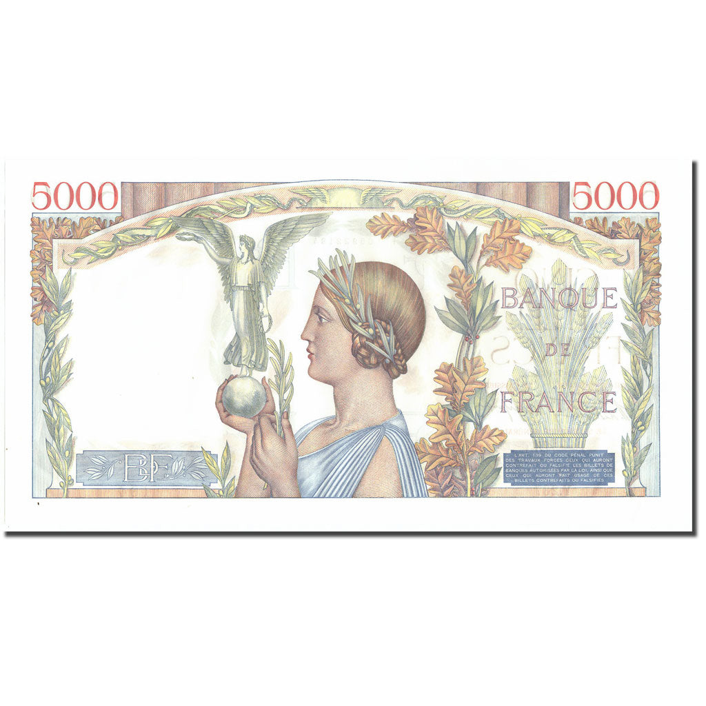 France, 5000 Francs, Victoire, 1939, 1939-07-20, UNC(63), Fayette:46.8, KM:97b