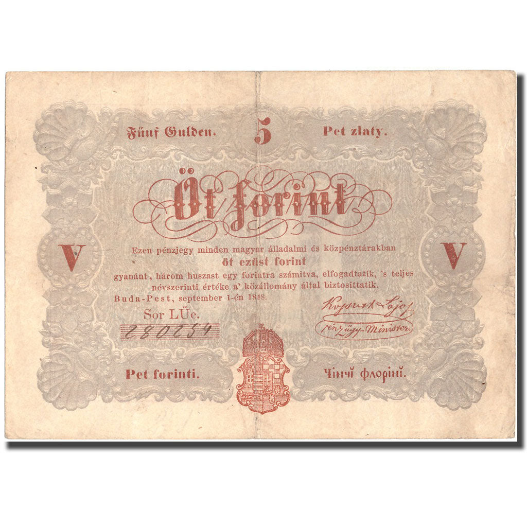 Banknote, Hungary, 5 Forint, 1848, 1848-09-01, KM:S116a, VF(30-35)