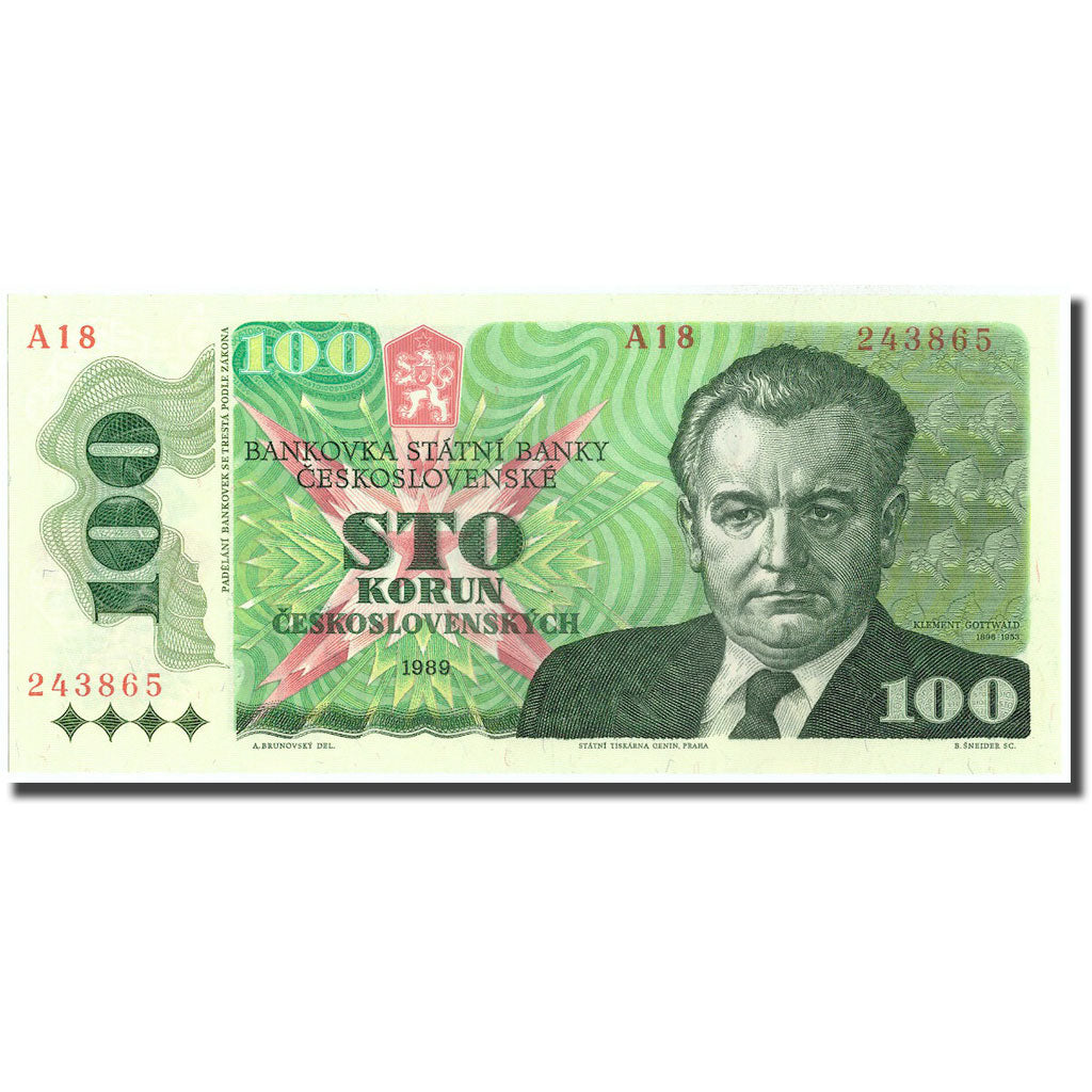 Banknote, Czechoslovakia, 100 Korun, 1989, 1989, KM:97, UNC(63)