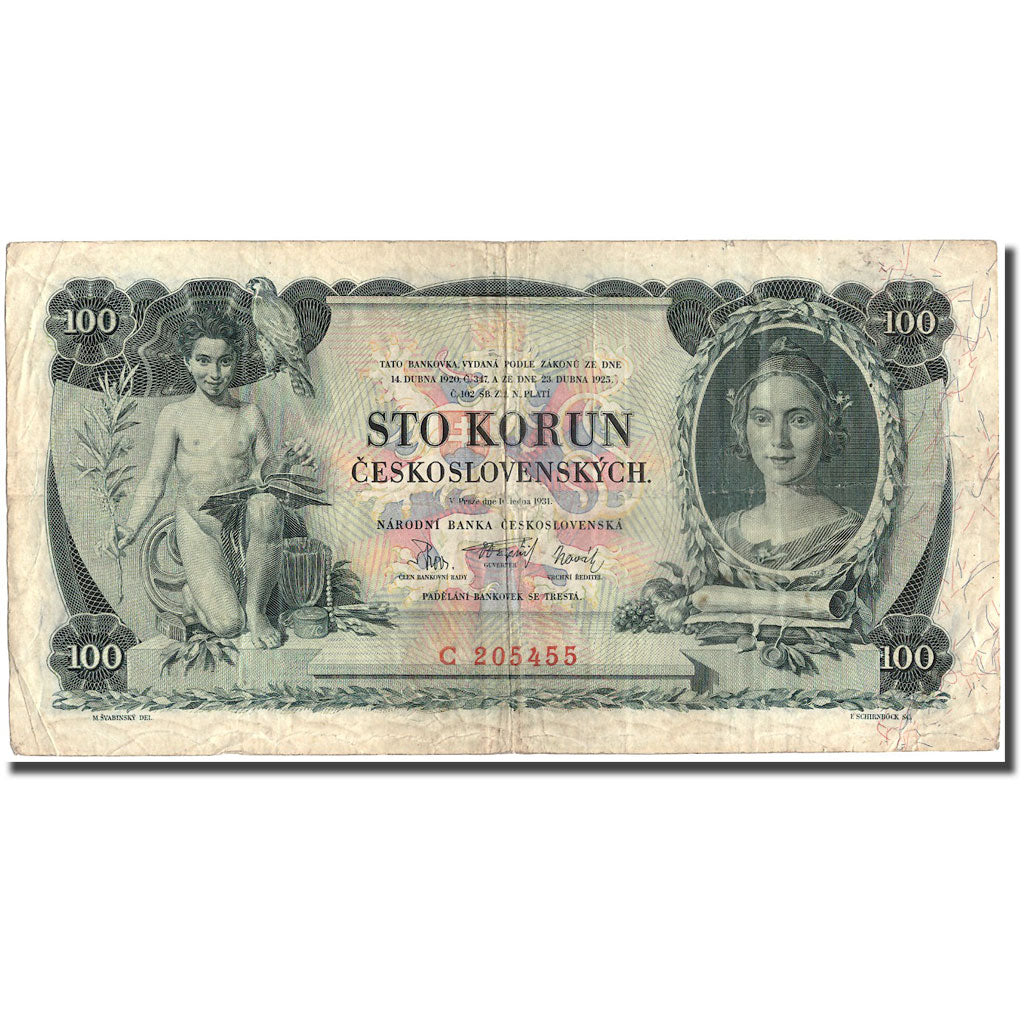 Banknote, Czechoslovakia, 100 Korun, 1931, 1931, KM:23a, VF(20-25)
