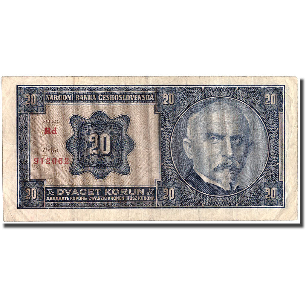 Banknote, Czechoslovakia, 20 Korun, 1926, 1926, KM:21a, VF(30-35)