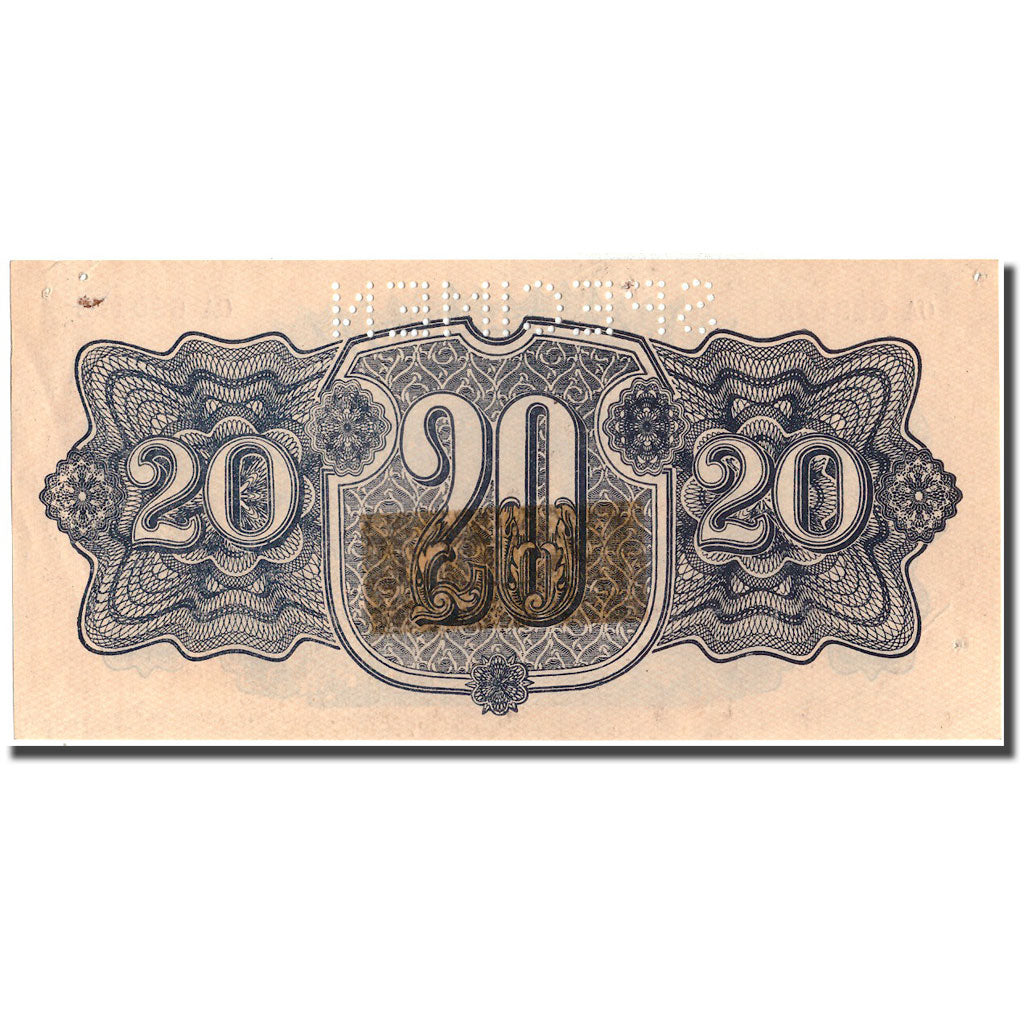Banknote, Czechoslovakia, 20 Korun, 1944, 1944, Specimen, KM:47s, AU(50-53)