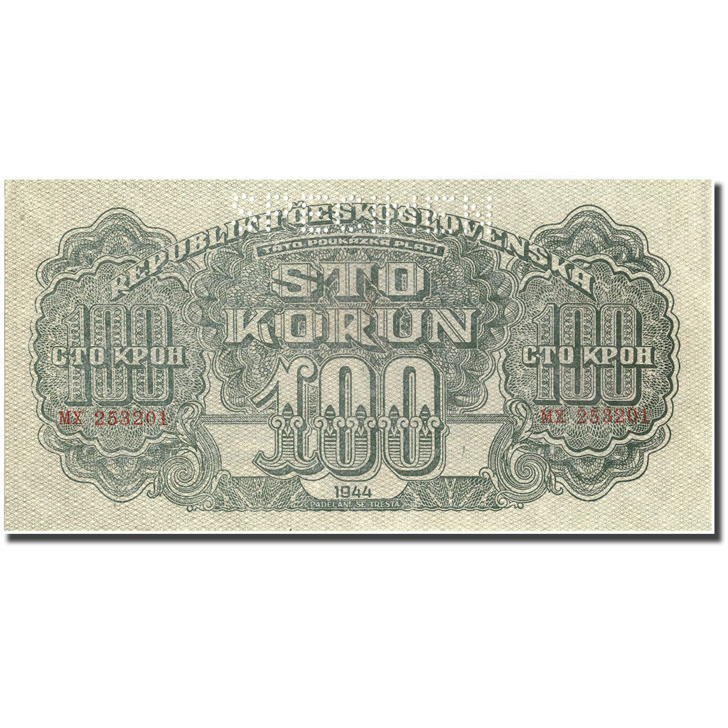 Banknote, Czechoslovakia, 100 Korun, 1944, 1944, KM:48s, AU(55-58)
