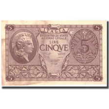 Banknot, Włochy, 5 Lire, 1944, 1944-11-23, KM:31b, AU(55-58)