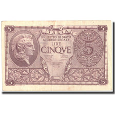 Banknote, Italy, 5 Lire, 1944, 1944-11-23, KM:31b, AU(55-58)